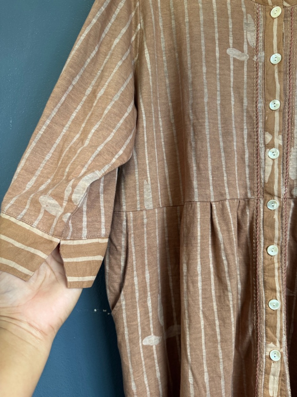 Button-Front Striped 100% Cotton Shirt - Picture 4 of 8